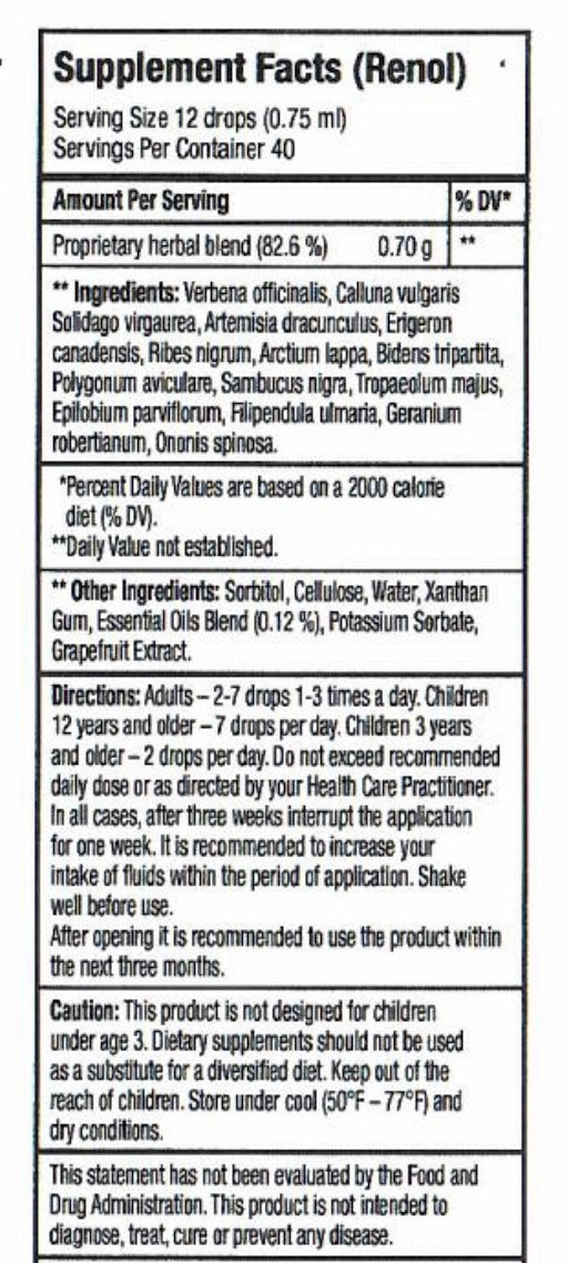 RENOL - Kidney  Wellness, Detox & Cleanse  1.0 Fl.Oz