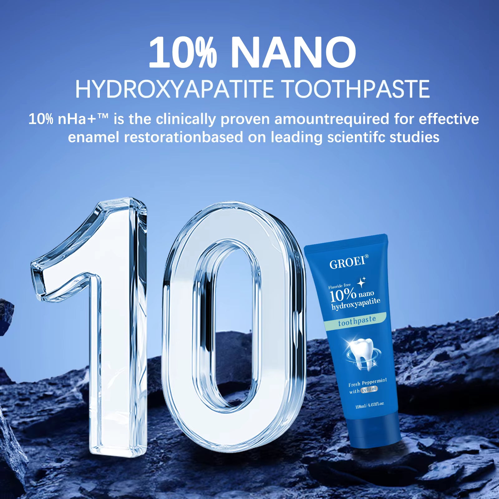 Nano Hydroxyapatite 10% Toothpaste - Fluoride Free, Xylitol Toothpaste